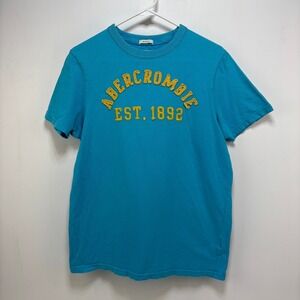 Vintage Abercrombie Muscle Fit Blue Tshirt Men's Size L Embroidered Y2k